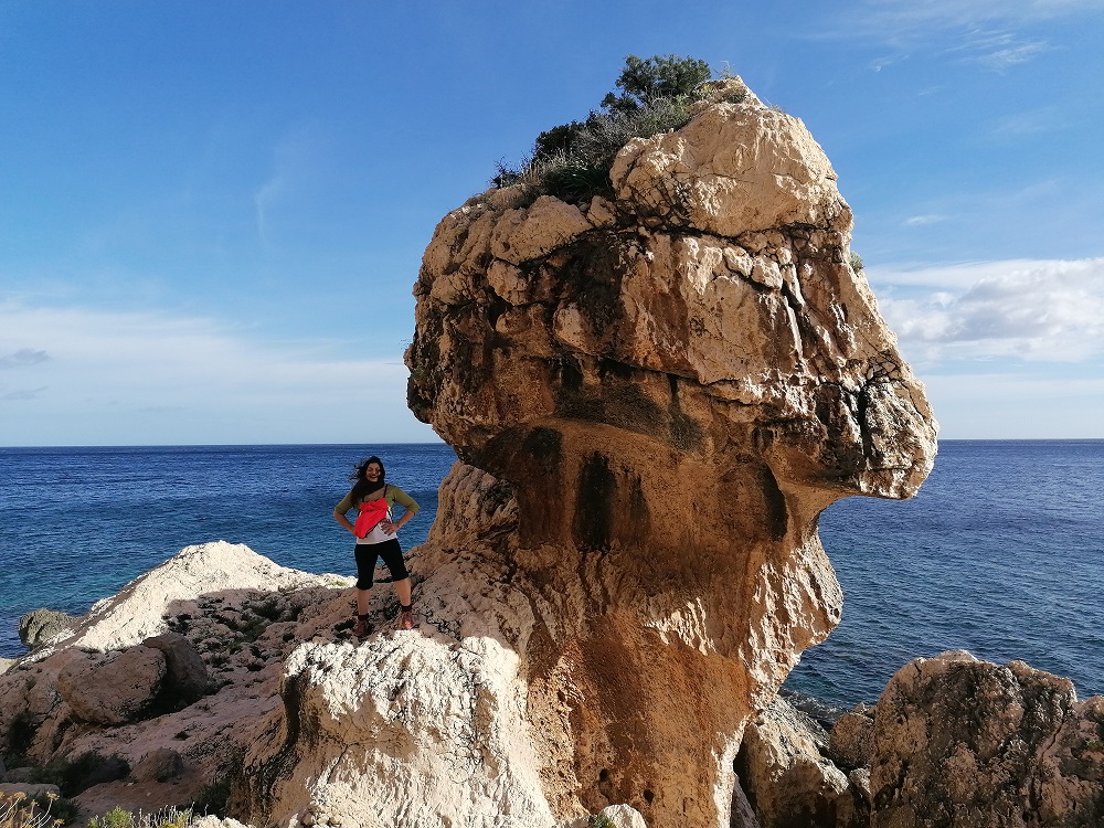 Eurydice close to a rock eroded by the sea, Sardinia